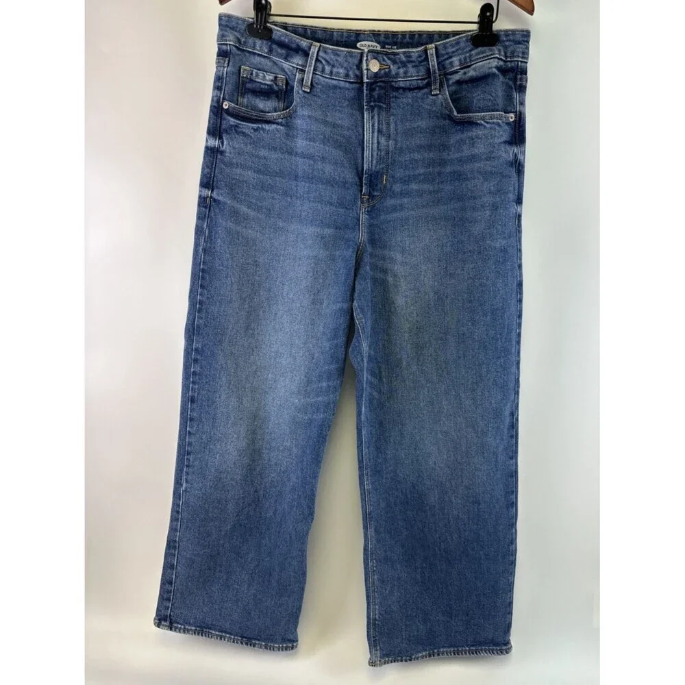 Old Navy Wide Leg Extra High Rise Jeans Denim Relaxed Zip Button 580116 Women 16